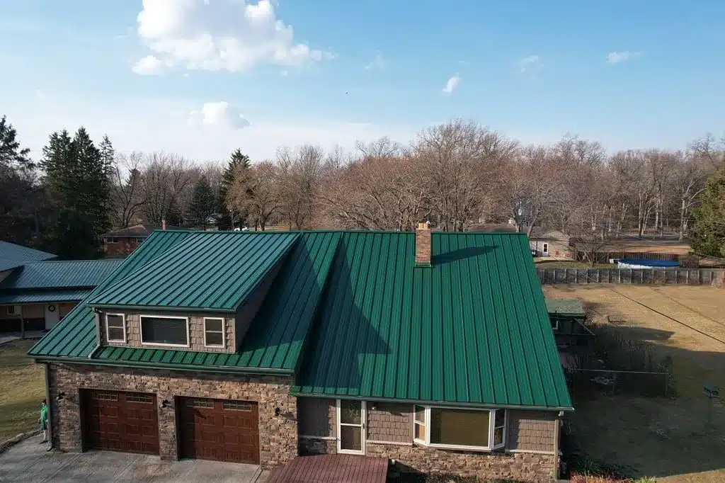 front view of new green standing seam metal roof-metal roofing cleveland