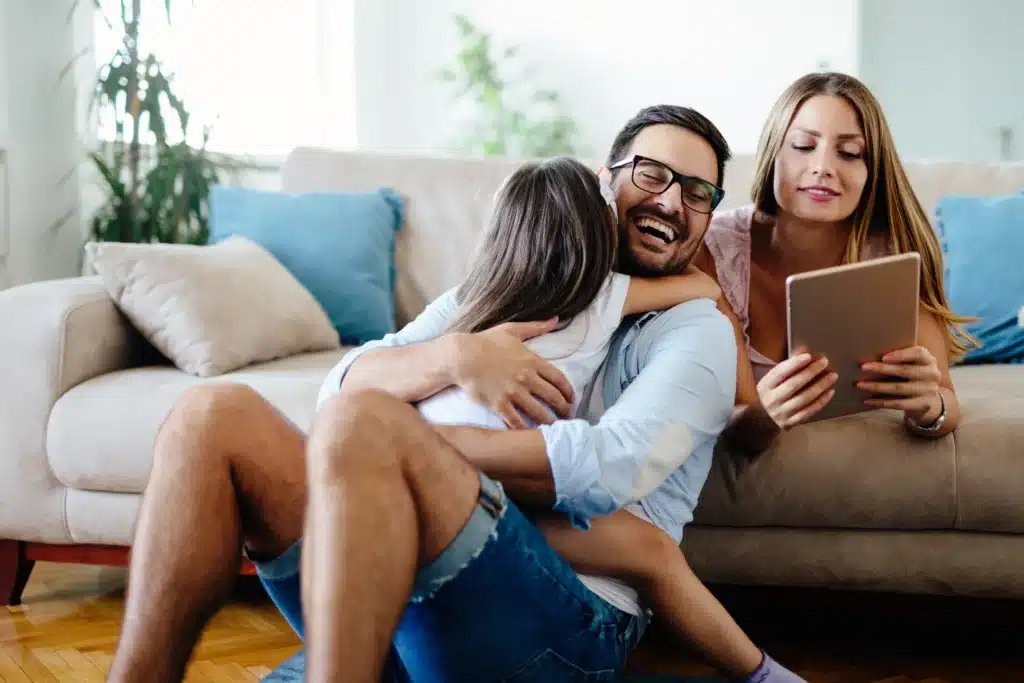 happy family enjoying new home