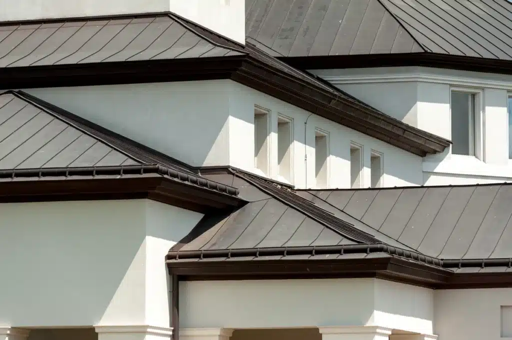 modern black and white house with matte roof tiles