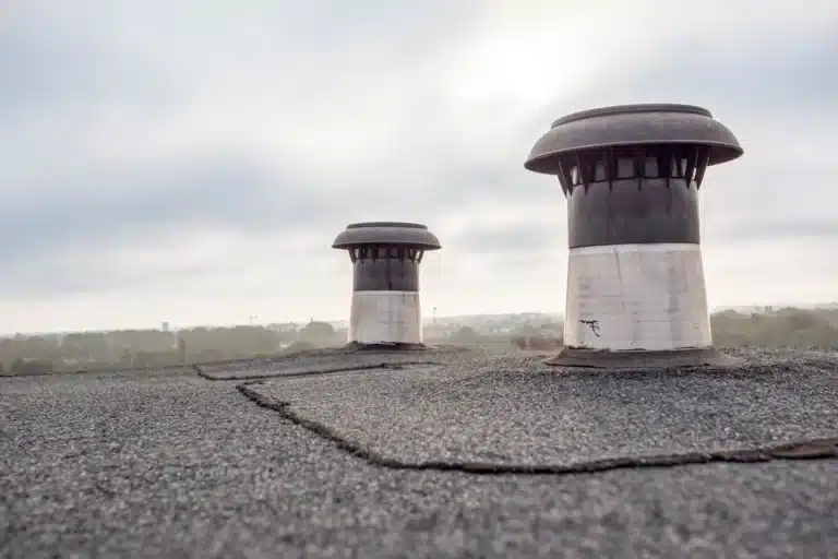 asphalt shingle roof with two ventilation system on