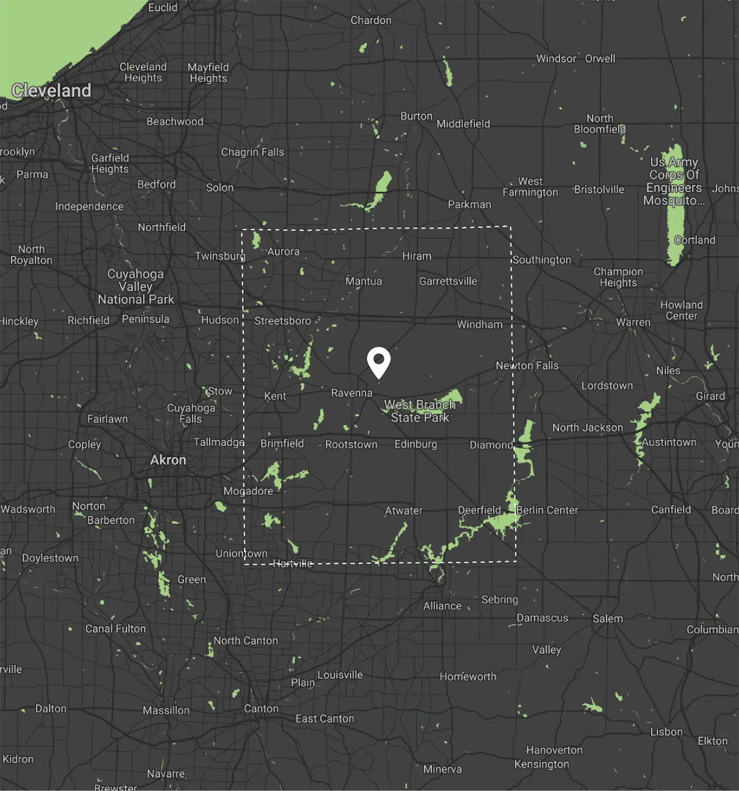 shingle and metal roofing map of Portage county