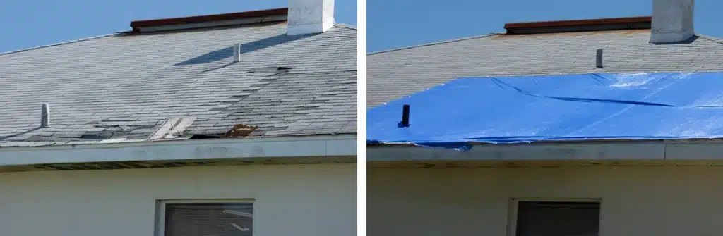 After image. Someone has tarp a roof.
