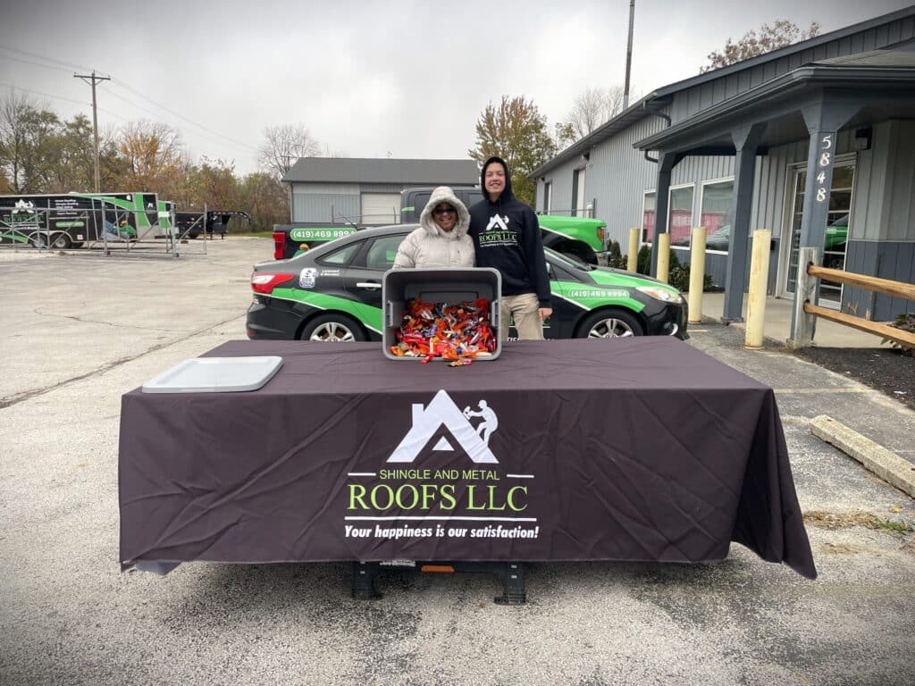 SMR HomePros employees during trick or treat event at office located in Toledo, Ohio