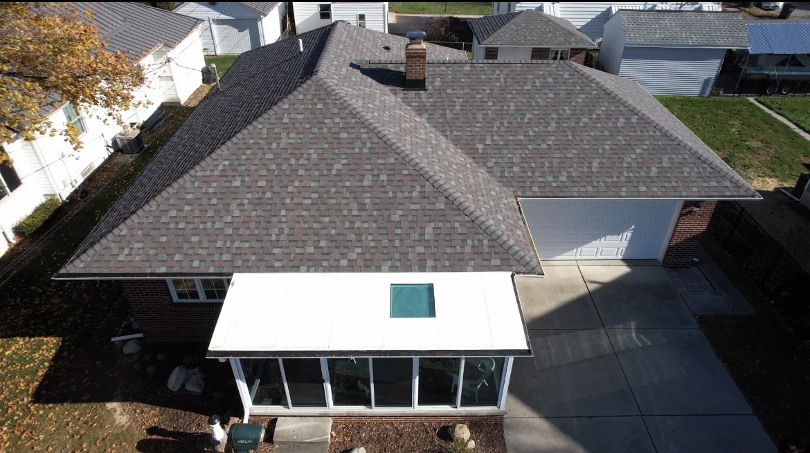 Shingle roof installed by SMR Home Pros using Owens Corning Colonial Slate asphalt shingles