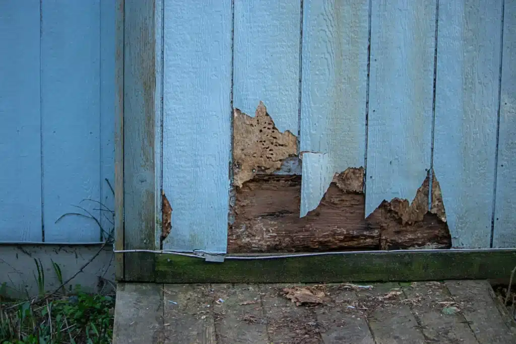pros replace siding - damaged siding on a home