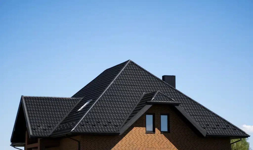 black tile roofing on house