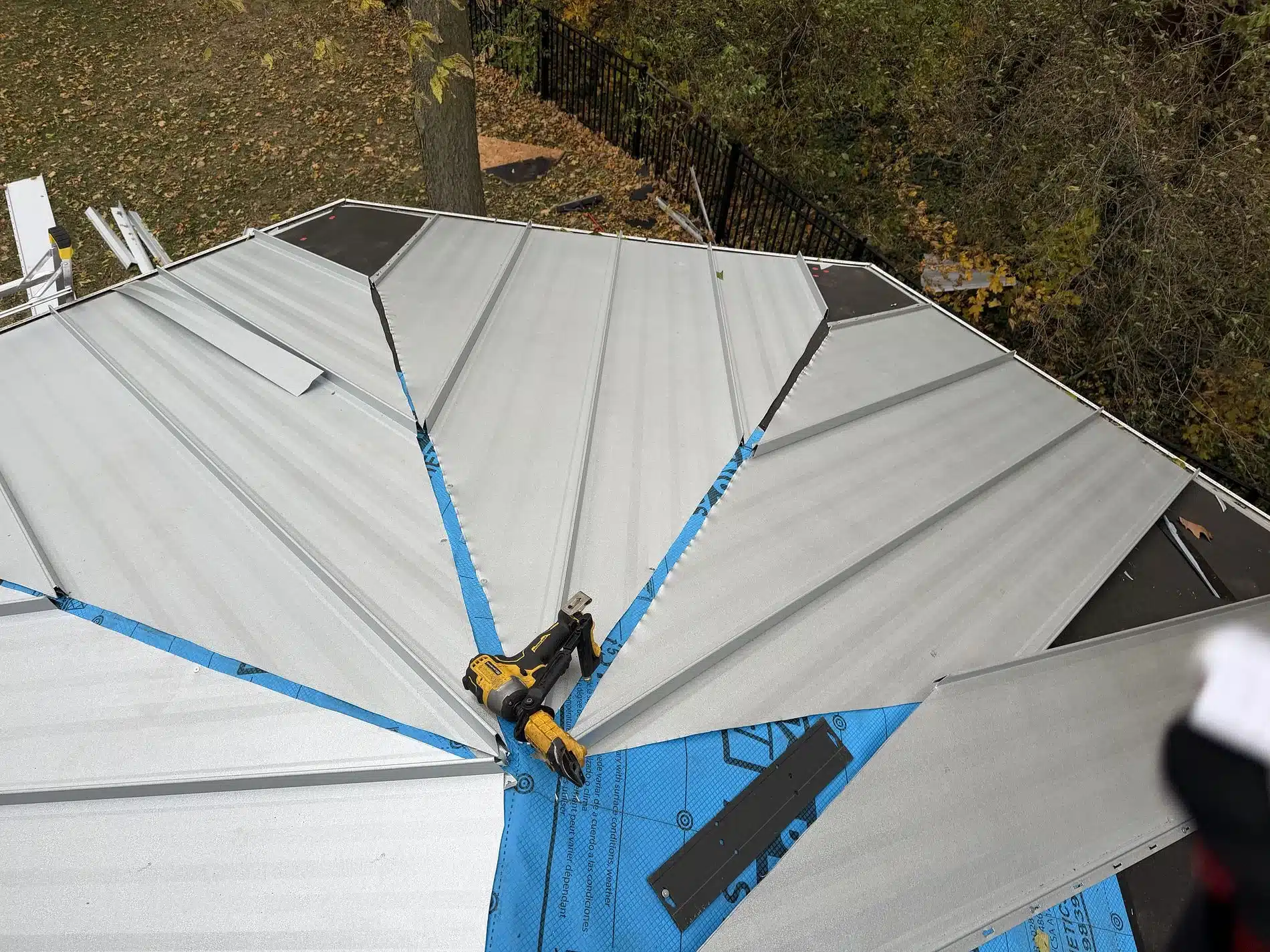 Custom Metal Roof in Put-In-Bay witch's hat in progress